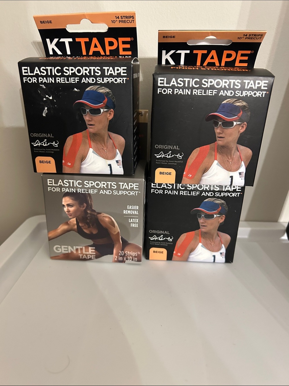 KT Tape Elastic Sports Tape - Beige (4 Pack)